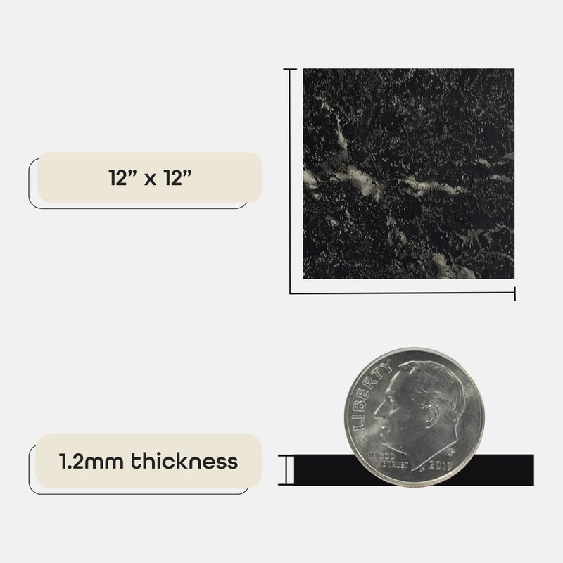 Achim Sterling Self Adhesive 12-Inch Vinyl Floor Tiles, 20 Tiles - 12" x 12", Black with White Vein - Peel & Stick, DIY Flooring for Kitchen, Dining Room, Bedrooms & Bathrooms by Achim Home Decor - Image 4